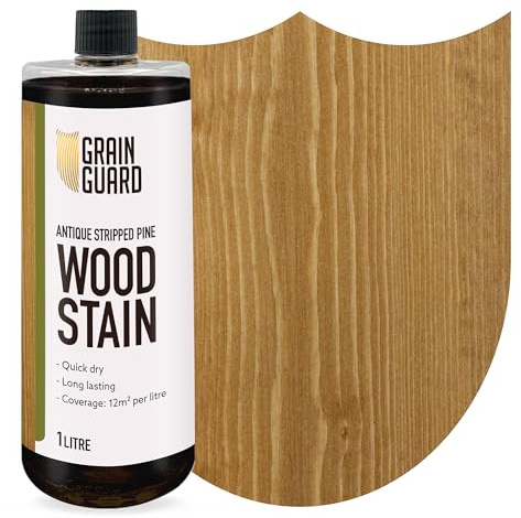 GRAIN GUARD Antique Stripped Pine Wood Stain 1L – Water Based Wood Stain for Furniture, Doors & Cabinets – Interior Wood Dye, Low Odour, Eco Friendly, Non Toxic, Quick Dry, Easy Application