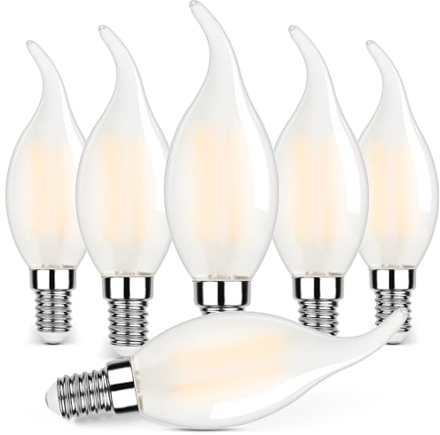 Century Light dimmerabile E14 LED lampadina d'epoca, 6W 806Lumen decorativo forma candela lampadina sostituisce 60 Watt lampadine, 2700k bianco caldo per l'illuminazione quotidiana.CRI>80 +, 6 pezzi