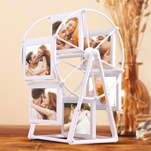 Transparent Gift Marco de Fotos Personalizado Noria. Marcos Giratorios para Parejas. Decoración Hogar. Regalos Originales para Mujer y Hombre. Regalos Personalizados con Foto San Valentín, Aniversario