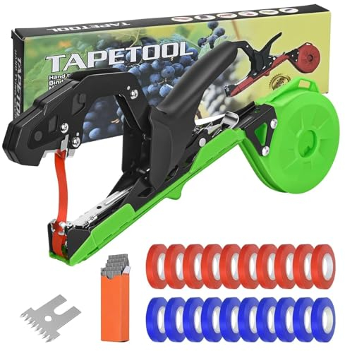 RUKHOOL Legatrice per Piante Vigneto Pomodori Set Attrezzi Giardinaggio Orto Pinza Macchina per Legare Piante Tying Macchina Strumento Nastro a Mano per Legare Fiori Verdura Vigneto Attrezzo Giardino