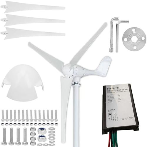 ZHOZHUT 400W / 500W / 600W Aerogenerador 24V/48V Turbinas De Energía Eólica Generador De Molino De Viento, con Mando Recargable Y 3 Cuchillas Bajo Ruido Baja Velocidad De Arranque para Barco,500w,24V
