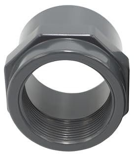 HAF 1x PVC Fittings Gewindemuffe mit 50mm x 1 1/2 | Klebemuffe x Innengewinde | Übergangsmuffe aus grauem PVC-U | PN16 für Rohr, Schwimmbad, Poolverrohrung, Druckleitung, Rohrleitung, Pool & Teich