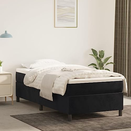 CKioict Palettenbett Modernes Bettgestell Jugendbett Boxspringbett mit Matratze Schwarz 90x190 cm SamtGeeignet für Arbeitszimmer, Wohnzimmer, Hotel