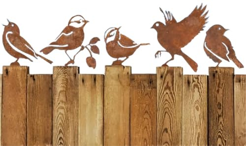 MASINIES 5Pcs Rusty Birds Metal Art, Birds Decoration Bird Silhouette with Screws,Rust Bird Tree Stake, Garden Stake,Bird Figurine Bird Ornaments For Fields,Parks,Hotel (#1)