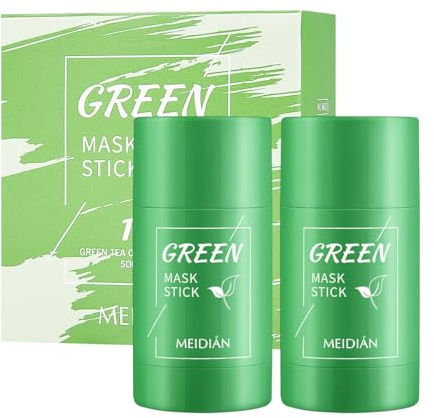 Green Tea Mask Stick - 2 Stück Grüner Tee Reinigungsmaske Stick, Grüne Tee Gesichtsmaske für Tiefenreinigung, Porenreiniger für reine Haut, Für Alle Hauttypen von Männern und Frauen