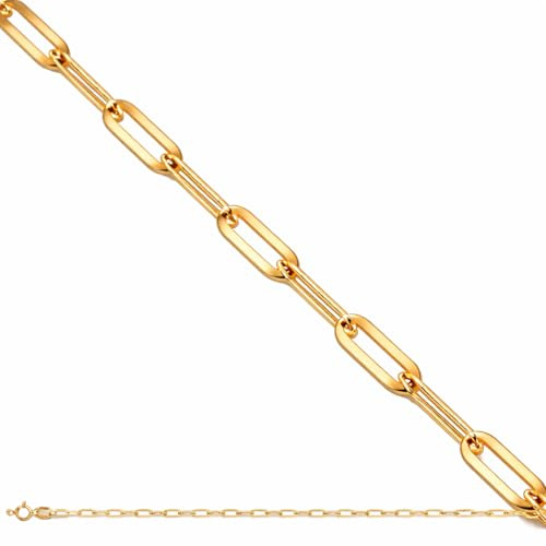 Rodium – Goldkette 14 Karat (585) Goldkette Damen und Goldkette Herren, AnkerketteGold Andere Längen Verfügbar, Unisex Necklace