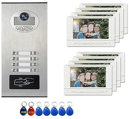 Apartment Video Building Intercom Door Phone Kits Video Door Intercom System Multi Buttons for 2-12 Units Easy Installation (Size : G KIT) (E KIT)