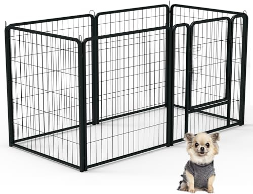 UISEBRT Recinzione per cuccioli con porta, box per cani, flessibile, pieghevole, per cane, gatto, cucciolo, coniglio (80 x 80 cm, 6 pezzi)