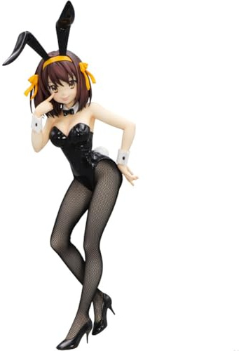 DEXSHUN Suzumiya Haruhi Figure Anime Bunny Girl Figur mit Schwarze Seide Anime Figur Statue PVC Modellfigur Sammlerstücke Desktop Dekoration 26cm