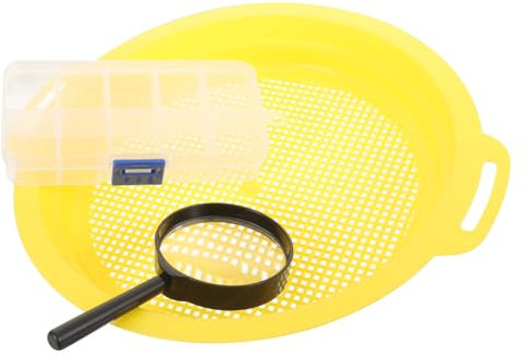HEMOTON Setaccio Per Oro Portatile Con Manico Antiscivolo Setaccio e Filtro Per Separazione Minuti Minerali Kit Classificatore Con Lente d Ingrandimento Per Prospezione e Ricerca in Fiumi