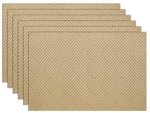 comfoyar Set di 6 Tovagliette Americane Linea Geometrica Oro Rettangolare, Antiscivolo in Vinile Tovagliette Americane Lavabili e Impermeabili per Cucina Decorazione, Tavola di Feste e Pranzi 30x45cm