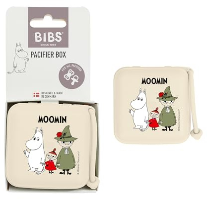 Moomin x BIBS Schnullerbox, Sterilisierbox, Sauber & Reisefreundlich, Ivory | Für bis zu 3 Schnuller | Sterilisierbox | BPA-freies Material in Lebensmittelqualität | Leicht zugänglich