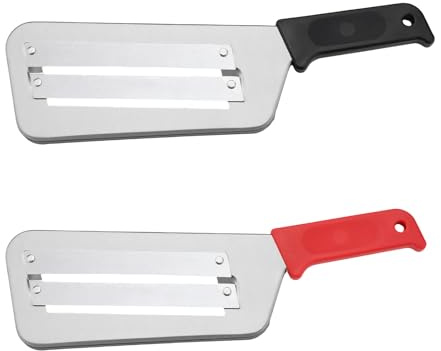 2Pcs Cabbage Shredder, Stainless Steel Shredder Knife, Coleslaw Shredder, Julienne Peeler and Slicer for Salad and Stir-Fry Prep, Efficient Vegetable Shredder (Black & Red)