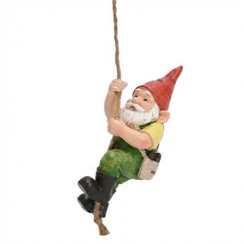 TERESA'S COLLECTIONS Lustiger Kletternder Zwerg Gartenfigur,Gartendeko für Draußen Wetterfest,Gartenwichtel zum hängen Kunstharz, Geschenke für Frauen/Mama/Papa/Opa,20cm(L)