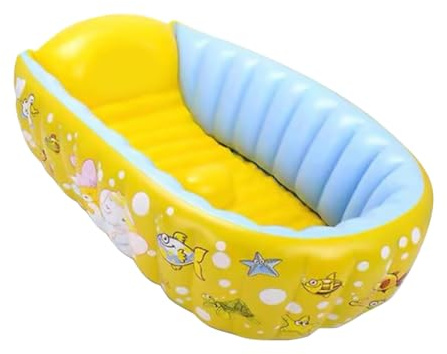 SKISUNO Vasca da Bagno Gonfiabile Colore Giallo Design a Cartoni Animati in Pvc, Pratica e Portatile per Ragazzo Ragazza per Bagnetto dei Ragazzo Ragazza in Ambienti Interni