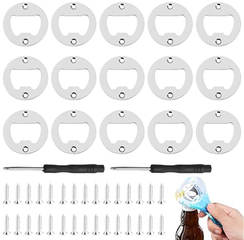 BLPRKOT 15 Piezas Abrebotellas Redondo Accesorios De Bricolaje, Inserto para Abridor de Botellas, Abrebotellas Con Tornillos, Resistente y Duradero, Adecuado para Bares, Camping