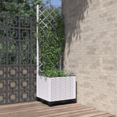 Sophrelle Jardinera con Enrejado PP Blanco 40x40x136 cm Blanco,153280