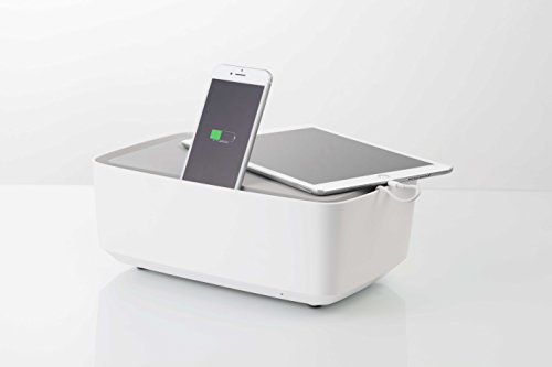 KMP Ladestation für mehrere Geräte - weiß - 6 Port Multi Handy, Tablet und Laptop Ladestation - 3 USB Anschlüsse und 3 Steckdosen - EU Version