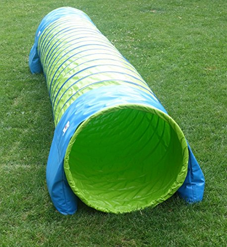 Callieway® Dog Agility Tunnel Profi Hunde Tunnel Agility Gerät (Stützsandsäcke bereits inklusive) (3m, limettengrün)
