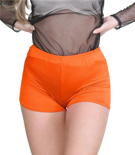 Janisramone Kvinnors damer nya enkla stretchiga hotpants shorts dans gym klubb kläder fest mini shorts, NEONORANGE, 44-46