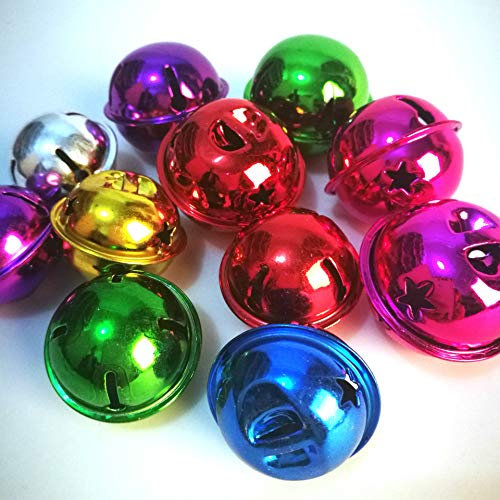 Egurs Jingle Bells, 30 Stück Bunten Glöckchen Pet Metallglocken für Weihnachtsdekoration Schmuckherstellung DIY Handwerk 30 MM