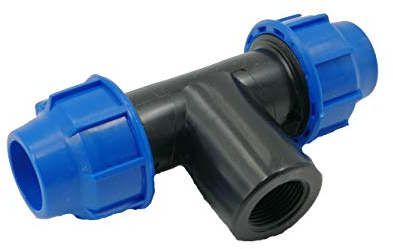 PP-Klemmfitting T-Stück, 25mm x 3/4 IG x 25mm