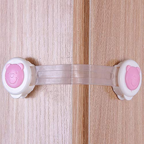 5 x Kindersicherungsriegel, selbstklebend, Sicherheitsschloss für Küche, Babysicherung, Kindersicherung, Verriegelung für Tür, Schublade, Schrank, Kühlschrank, Mülleimer, Rosa/Blau