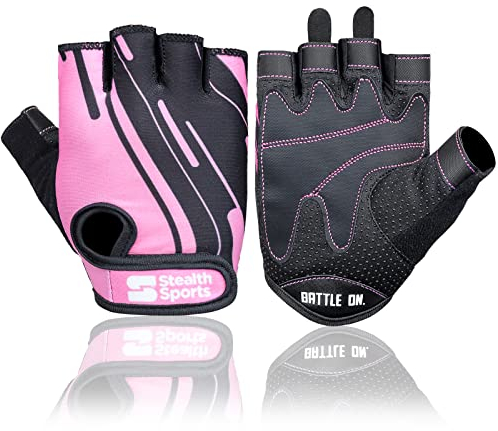 Stealth Sports Fitness-Handschuhe, Gewichtheber-Handschuhe für Damen und Herren, rutschfeste, Gepolsterte Trainingshandschuhe, Radfahren, Sporthandschuhe,PX3(Rosa,M)
