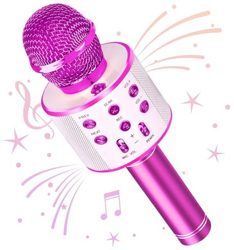 Wowstar Wireless Microphone, Karaoke Bluetooth Microphone for Kids Adults, Portable Toy Karaoke Mic Speaker Machine, Home KTV Player Support Android & iOS Devices for Party Singing (Violet)