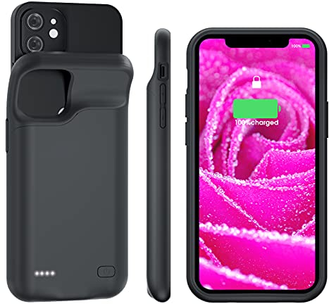 HUOBAO Akkuhülle für iPhone 12Mini, [5000mAh] Zusatzakku Ladehülle Akku hülle Handyhülle, Akku Battery Case Powerbank Hülle für iPhone 12Mini, Ultradünn und Tragbar Akku Case [5,4 Zoll] (Black)