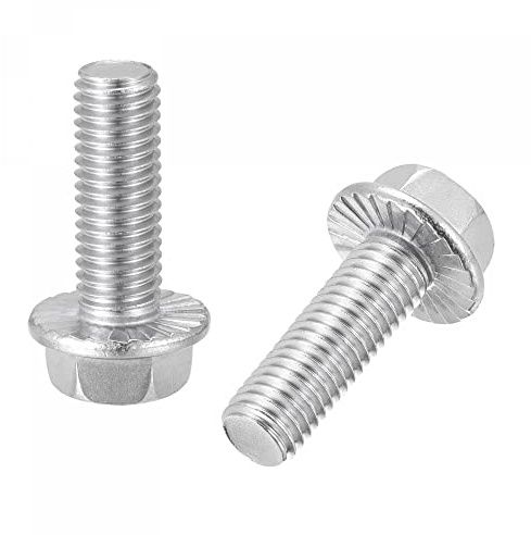 sourcing map M10x30mm Hex Serrated Flange Bolts Screws Metric Thread 304 Stainless Steel 6pcs