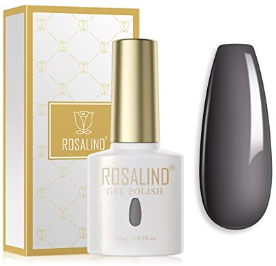 ROSALIND UV Nagellack Dunkelgrau Gel Nagellack 15ml Soak Off Nail Gel Polish für UV LED Nagellampe Langlebige French Maniküre Nagelgellack