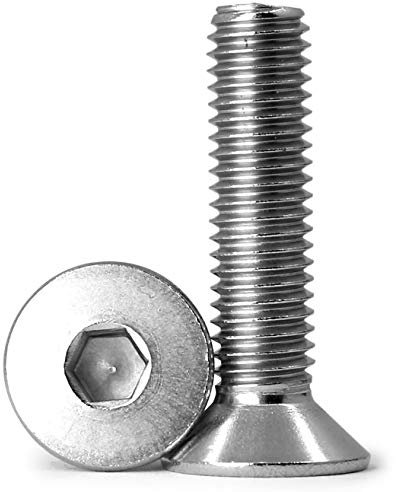 Tornillos de cabeza avellanada con hexágono interior, M6 x 45 mm, acero inoxidable 304, rosca completa