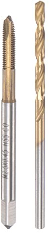 sourcing map Klopfen Bohrer Satz M2.5 x 0.45 Schrauben Gewindebohrer mit Spiralspitze, 2mm Spiralbohrer, Titanplattiert M35 Kobalt Schnellarbeitsstahl (HSS-CO)