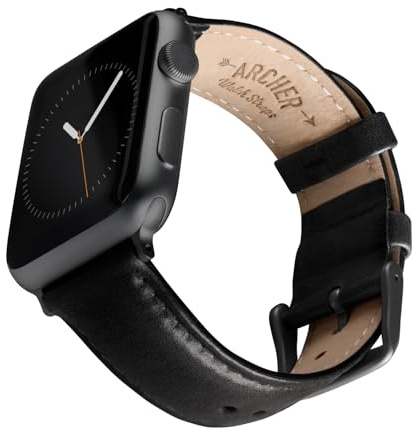 Archer Watch Straps - Klockarmband i Premiumläder för Apple Watch (Svart/Matchad Tråd, Rymdgrå, 40/41/42mm)