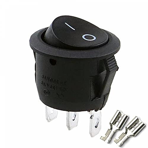 Kippschalter Wippschalter 3 polig rund, Rot Schwarz Weiß ON/OFF 6A/250V Kunststoff push Button Switch kfz | schwarz