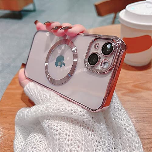 STICHY Custodia morbida per iPhone 11 12 13 Pro Max Mini Custodia protettiva per fotocamera Cover trasparente, rosa, per iPhone 13 Mini
