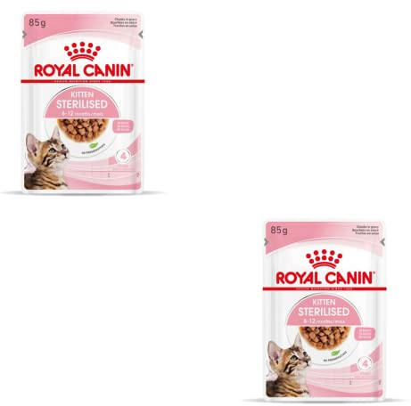 Royal Canin Kitten Sterilised Gravy | Doppelpack | 2 x 12 x 85 g | Nassfutter für kastrierte Kätzchen im Wachstum | Vom 6. bis zum 12. Monat | Weiche Textur für die Milchzähne