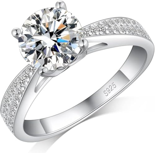 jiamiaoi Bague Femme Argent 925 Bagues de Fiançailles Anniversaire Promesse de Mariage Bague Plaqué Or Blanc 18 Carats Pour les Femmes