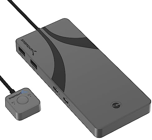 SABRENT Thunderbolt 4 KVM Switch with 3× TB4 40Gbps Ports, 60W USB-C PD Charging, 4× USB 10Gbps Ports, Supports Single-Monitor 8K@60Hz or 4K@144Hz, Peripheral Sharing for Two Computers (SB-TB4K)