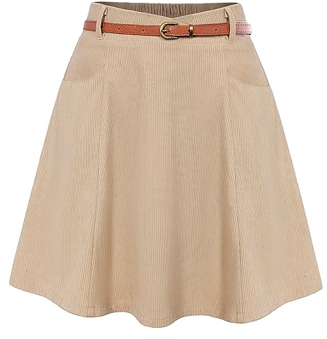 Belle Poque Frauen Basic Plain Skater Rock Plus Größe Elastische Taille A-Linie Swing Minirock für den täglichen Verschleiß Aprikose BP0828-04 2XL