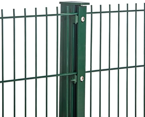 Doppelstabmattenzaun 656 | Komplett Set | Moosgrün | Zaun Set | Stabmattenzaun Pfosten mit Leiste 12.5-163 cm