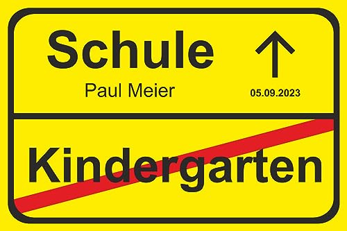 Melis-Folienwerkstatt MelisFun Orts-Schild Kindergrten Schule Einschulung – mit Wunschname und Datum