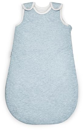 Ehrenkind® Ganzjahres-Schlafsack Rund mit Wollfüllung | 100% Bio-Baumwolle mit 100% Wolle Füllung Baby-Schlafsack | OEKO-TEX | Hellblau Melange 86/92