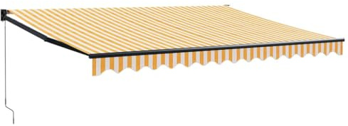 vidaXL Toldo retráctil Aluminio y Tela Amarillo y Blanco 4x3 m, toldo, toldo de Patio, toldo de jardín, toldo para Puertas, toldo de terraza