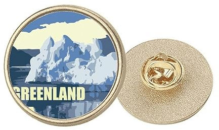 Earth Arctic Sea Art Deco Brosche, rund, Metall, goldfarben, M, Metall