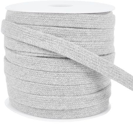 BENECREAT 25 m Dunkelgraue Flache Ersatz-Baumwollschnüre, 12mm Breites Flaches Kordelzugseil Mit Kunststoffspulen Für Bekleidungszubehör, Sporthosen, Pullover