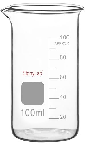 stonylab Glass Beaker, 1-Pack Borosilicate Glass Graduated Tall Beaker with Pouring Spout Lab Beaker, 100 ml