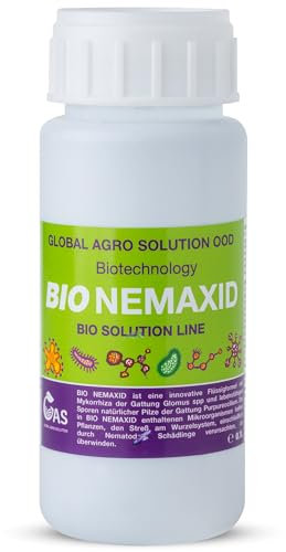 Global Agro Solution BIO NEMAXID – Organischer Mikrobendünger mit Purpureocillium lilacinum & Glomus spp. – Für gesunde Böden, starke Wurzeln & Nematodenreduktion – 100 ml Flüssigdünger