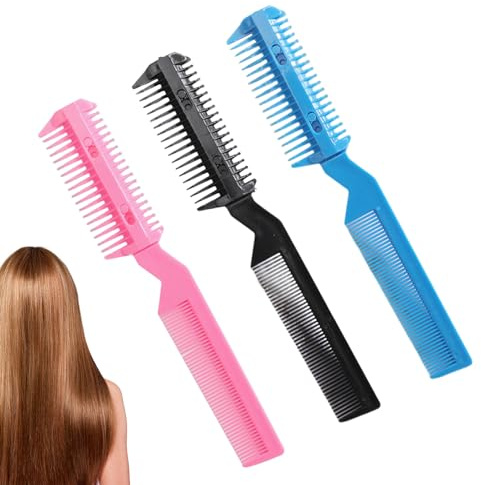 Miaija 3 pettini per tagliare i capelli in 3 colori a doppia faccia, pettine più sottile con taglierina per capelli, pettine per rasoio strumento per la rimozione dei capelli e lo styling